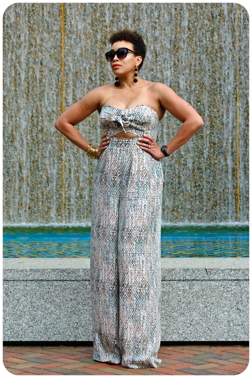 strapless tie front jumpsuit