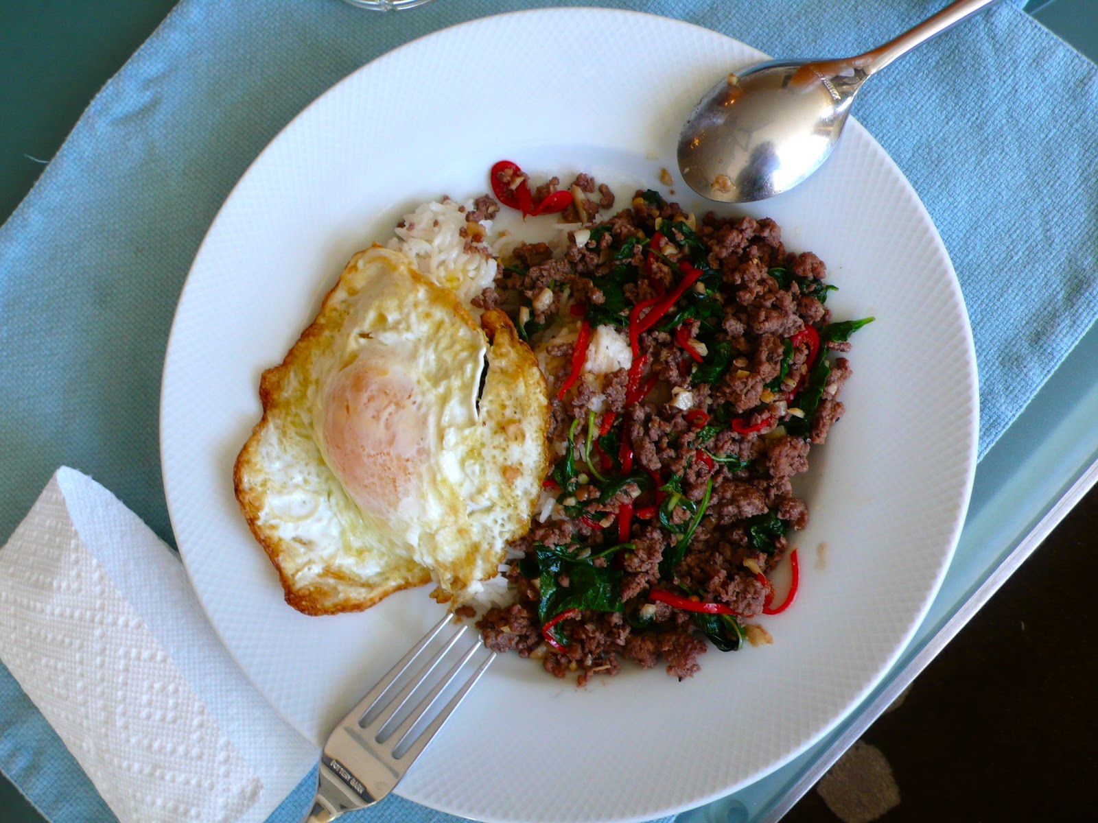 delimilli Thai Minced Beef and Basil with Fried Egg