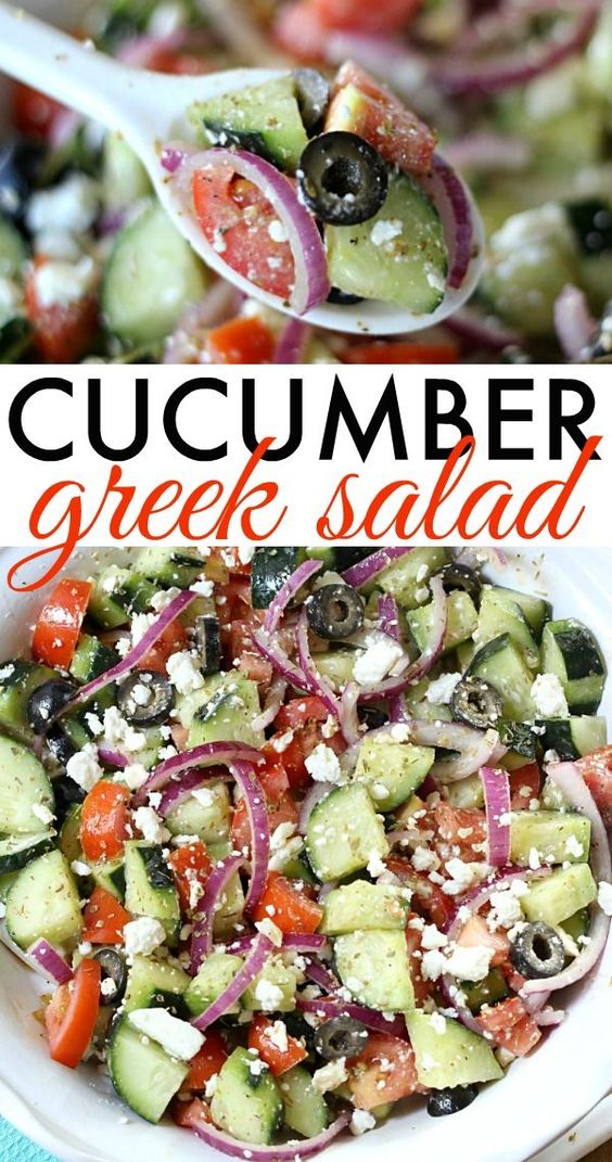This Cucumber Greek Salad is light and refreshing, and full of healthy ingredients. With minimal prep, it makes an easy side dish for any meal!