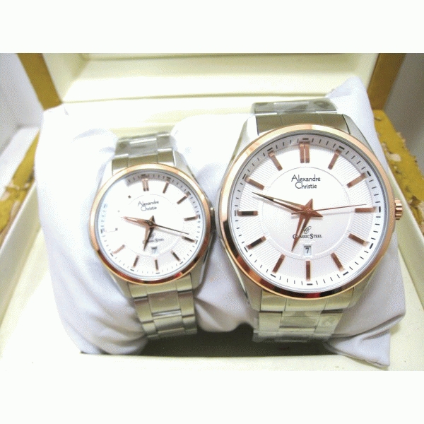 Distributor Jam Tangan Murah Alexandre Christie AC 8350 Rantai Couple