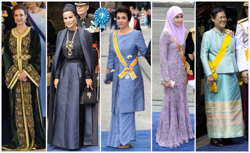 L to R: Princess Lalla Salma of Morocco, Sheikha Mozah of Qatar, Princess S...