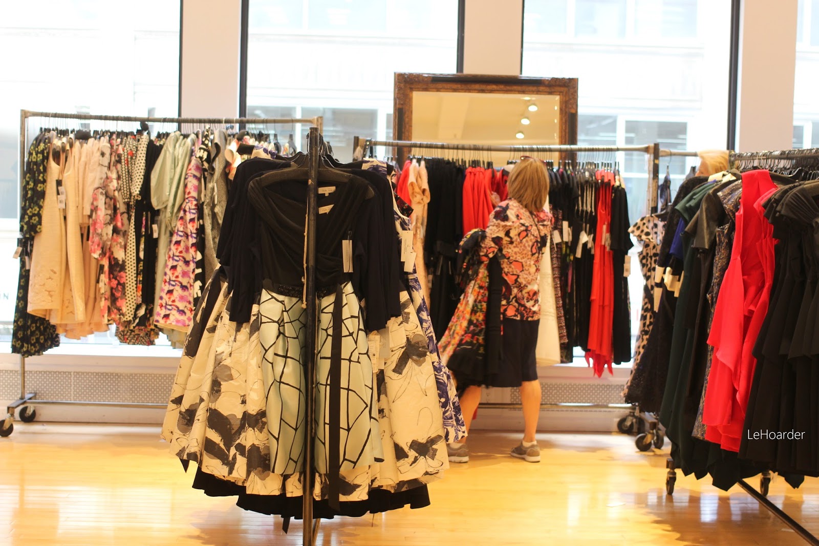 Racks and Racks of Modest Dresses at the Teri Jon Sample Sale! Le Hoarder