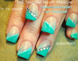 nails nail french teal manicure diagonal robin birds moses easy designs august bird tutorial studs simple posted am