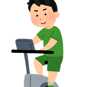 エアロバイクをこぐ人のイラスト（男性）