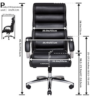 Dimensions Product TOPSKY High Back Big & Tall 400 lb Thick Padded Soft Seat and Back Executive PU/PVC Leather Office Chair (White)