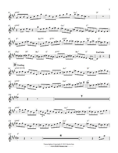 Warne Marsh Jazz Saxophone Solo Transcription (Bb) — "Lennie Bird" Page 3