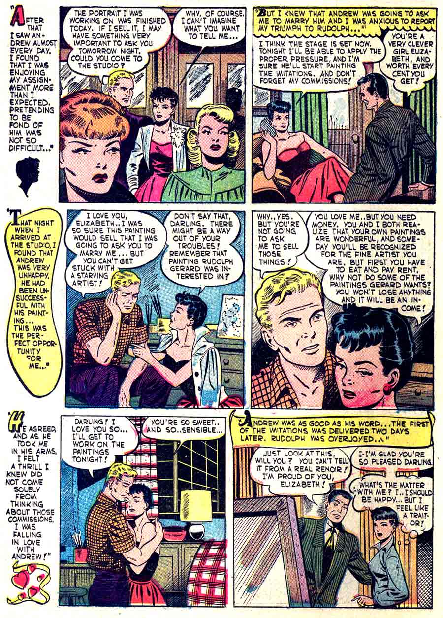 Pictorial Romances #9 st. john golden age 1950s romance comic book page art by Matt Baker