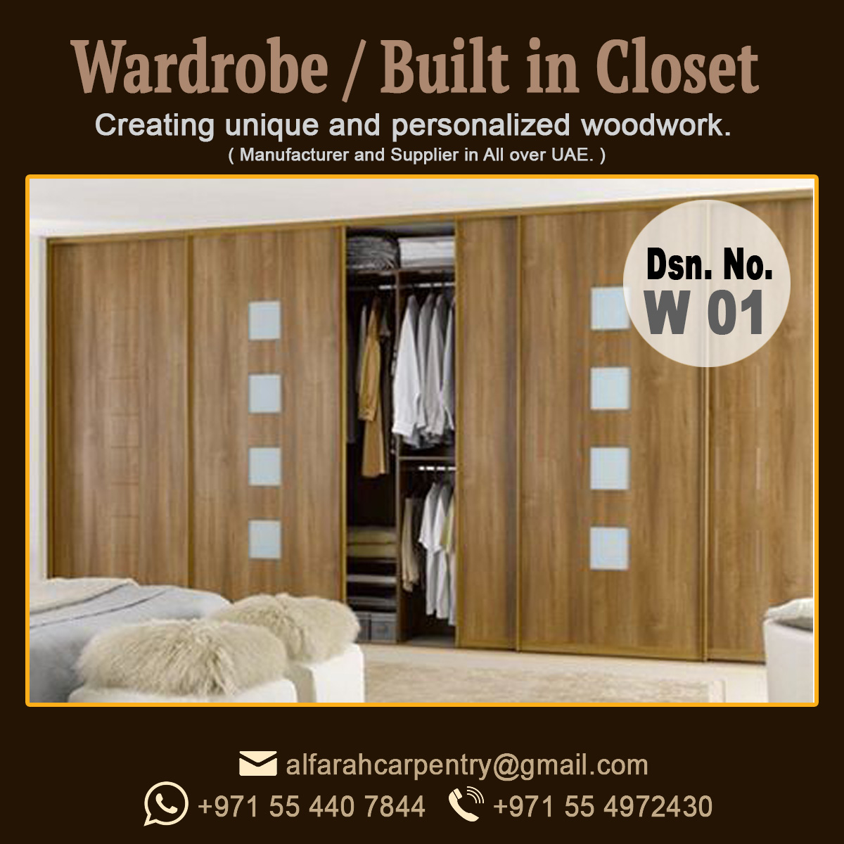 Affordable Prices Wooden Wardrobes / Builtin Closet in Dubai And Abu Dhabi