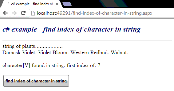 string index c#