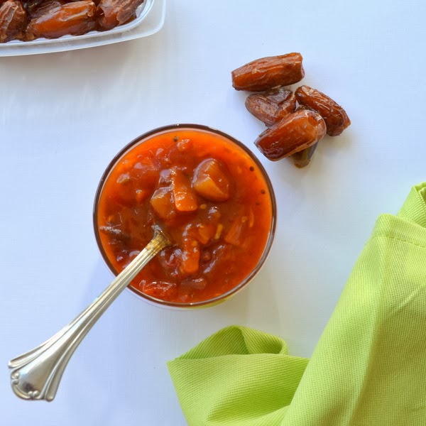 Happily Spiced Sweet Tomato Chutney with Dates and Mango Fruit Leather