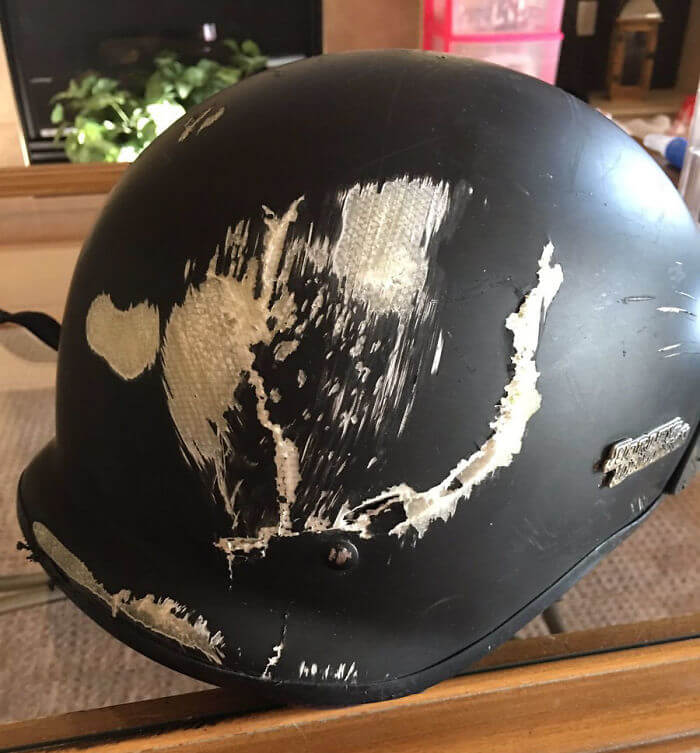 15 Reasons Why Wearing A Helmet Is Always A Good Idea - His Helmet Saved My Life When I Hit A Deer. Bike Is Gone But I'm Still Here!