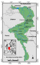 Figure 2.1: Map showing the location of the Meuse basin. Bron: Adaptation to Meuse flood risk. Pag. 18