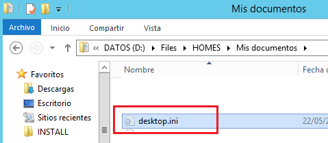 Windows: Aparece "Mis documentos" en las carpetas de los home-directory