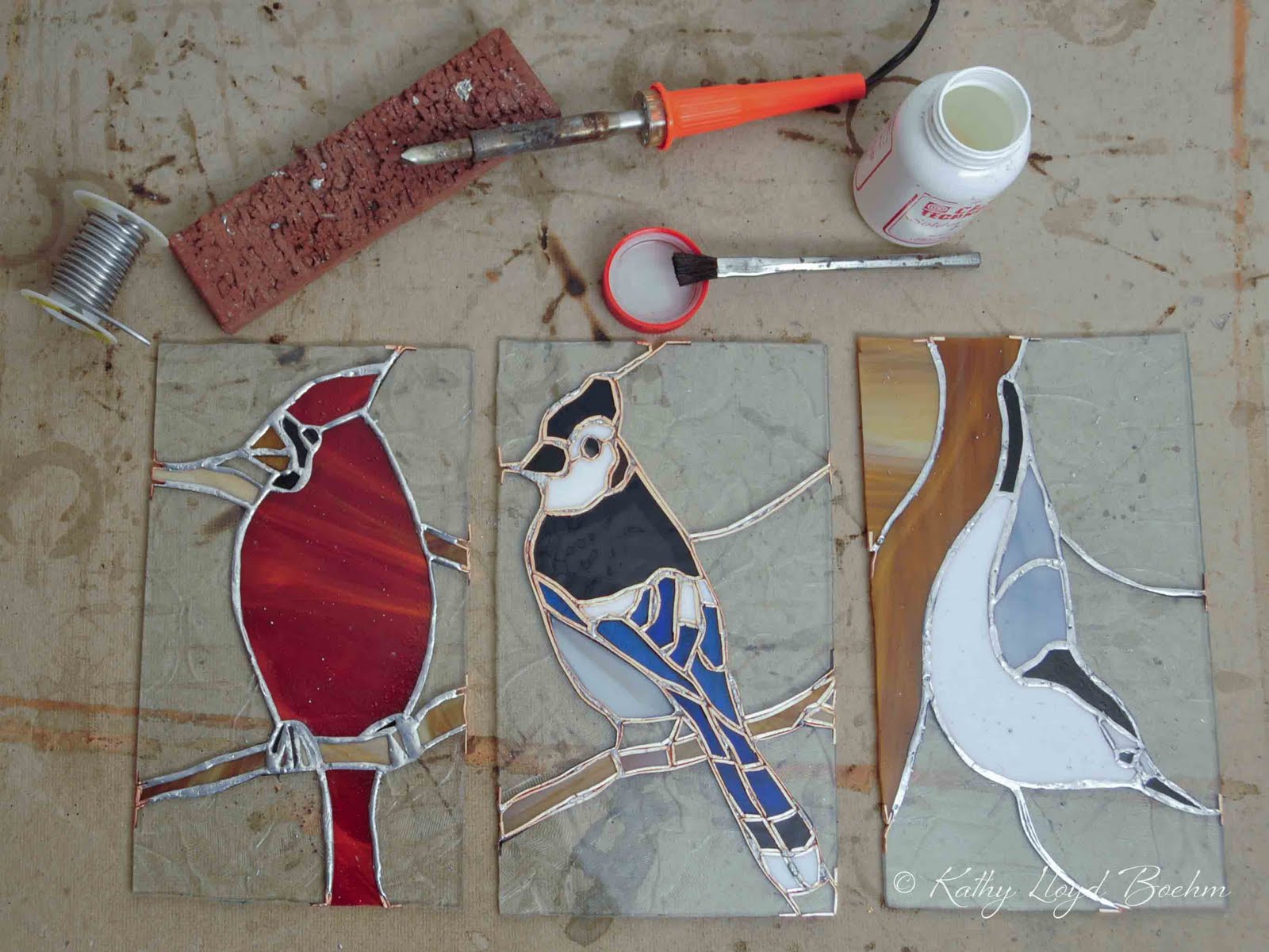 Boehm Stained Glass Blog Stained glass birds foiled and soldered