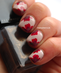 nail christmas flower maroon