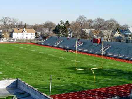 Port Richmond H.S. football field and bleachers. The big fence we "attempted" to scale was right behind them.