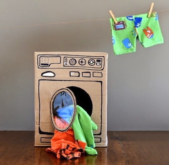 Make a laundry room with recycle boxes