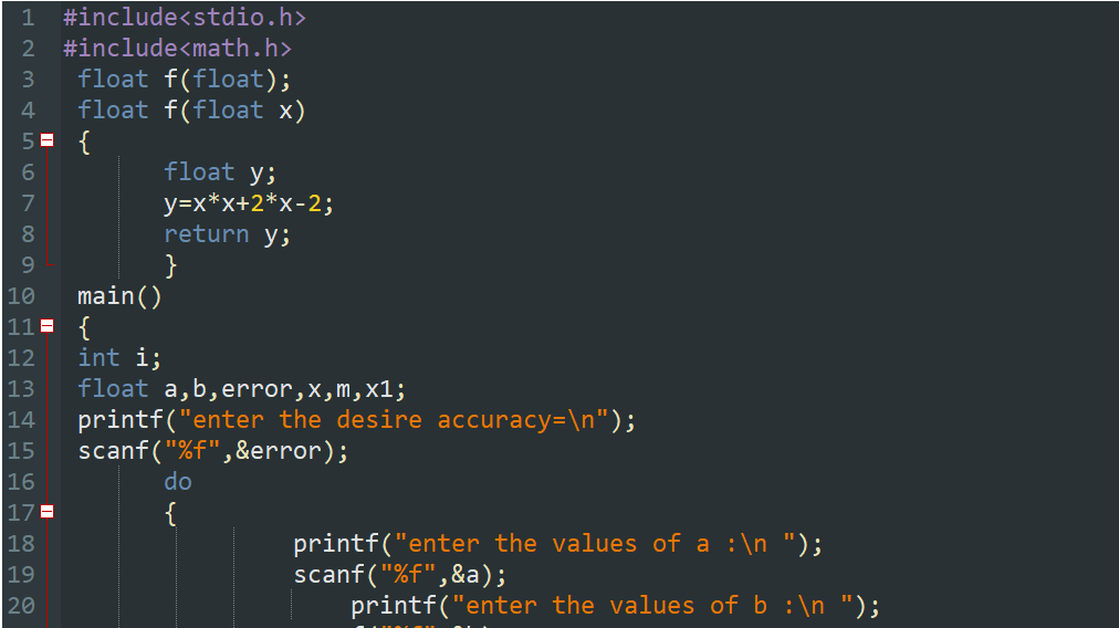free coding: regula-falsi(false position) method in c