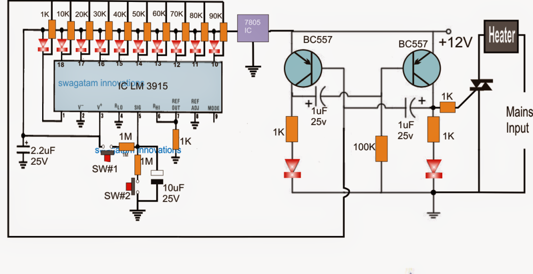 Heater Controller Circuit Using Push-Buttons