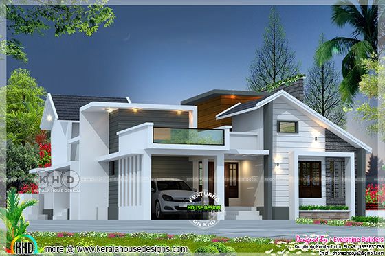 1650 sq-ft 2 BHK modern mixed roof home 1650 sq-ft 2 BHK modern mixed roof home