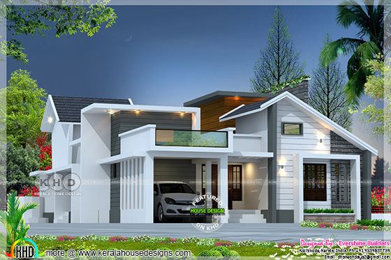 1650 sq-ft 2 BHK modern mixed roof home