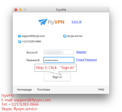 點擊登入FlyVPN Mac用戶端