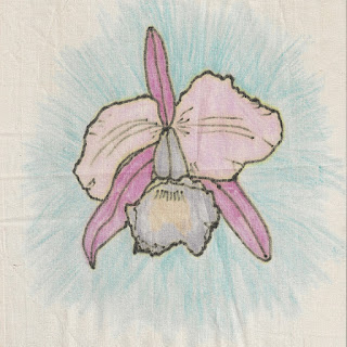 Crayon batik of an orchid