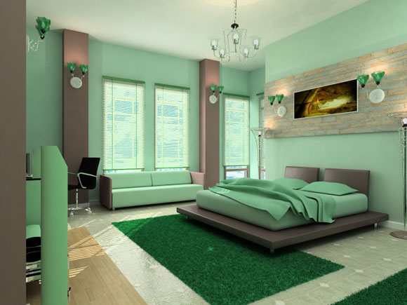 Moderna y Fresca Habitación de color Verde | Decoracion de Dormitorios
