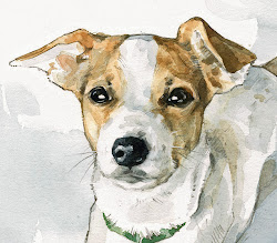 watercolor dog painting jack paintings pet portrait background portraits plain russell custom animal illustration drawing watercolors painted dogs 5x7 cute