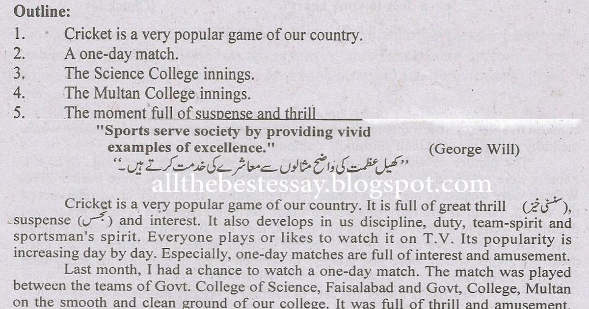 585 words short essay on A Cricket Match