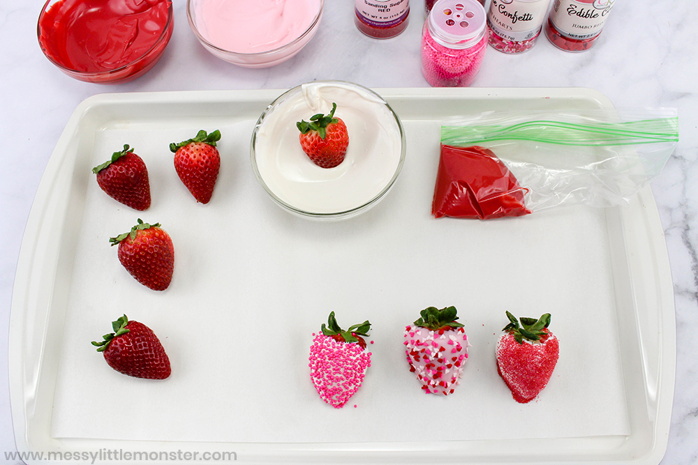 Valentines Day treats - Chocolate coated strawberries.
