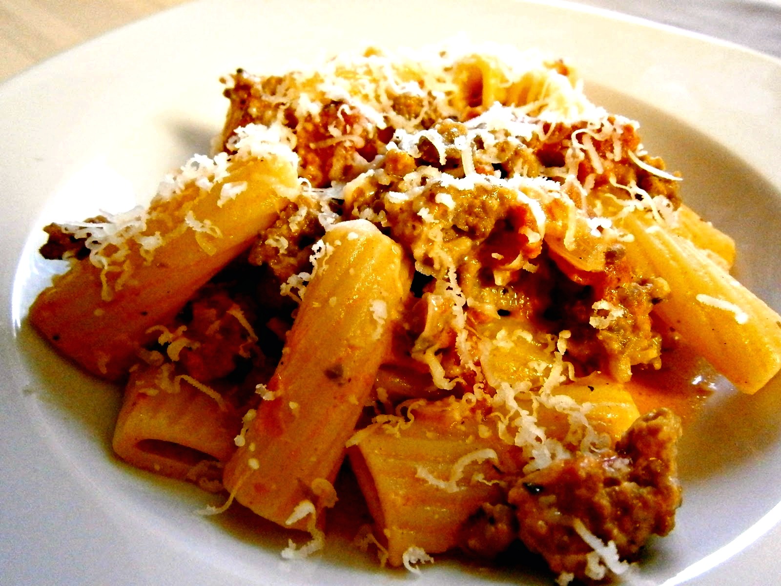 Coco's Cooking Chicken Sausage Rigatoni in a Spicy Vodka Sauce