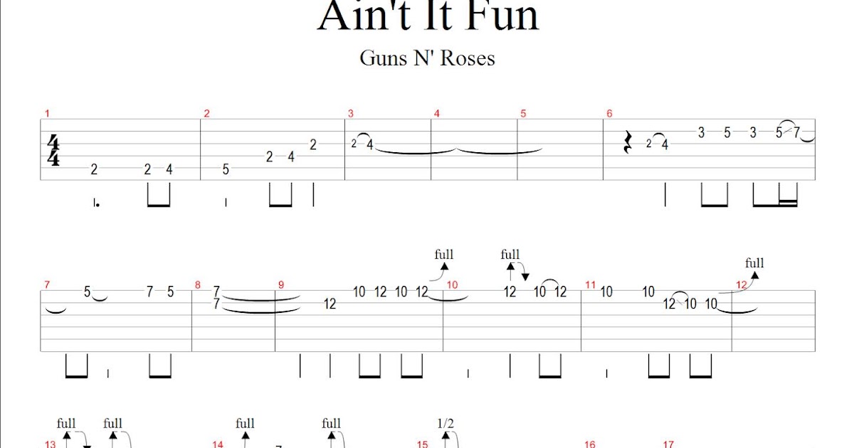 guns n' roses - ain't it fun (tab) score