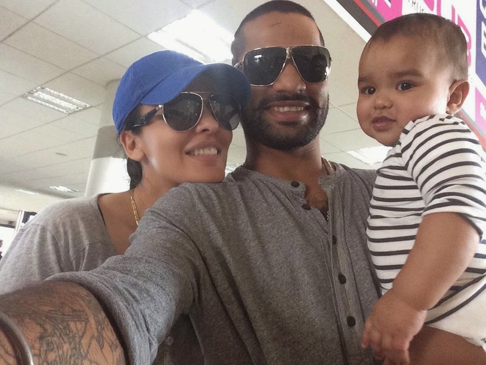 Indian Cricketer Shikhar Dhawan with Wife Ayesha Mukherji & Son Zoravar Dhawan | Indian Cricketer Shikhar Dhawan Family Photos | Real-Life Photos