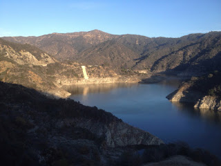 View northeast from old 2N28 toward Morris Reservoir and Glendora Mountain, San Gabriel Canyon, Angeles National Forest