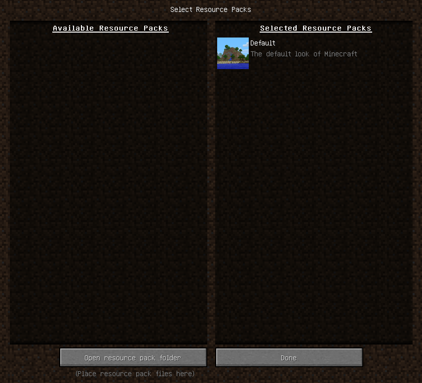 Resource Packs in the Minecraft options menu