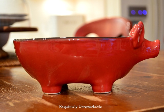 Red Half A Pig Bowl