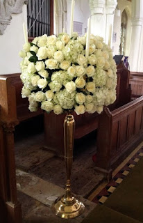 white flowers in church