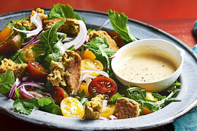 Baked chickpea and lemon falafel with tahini dressing