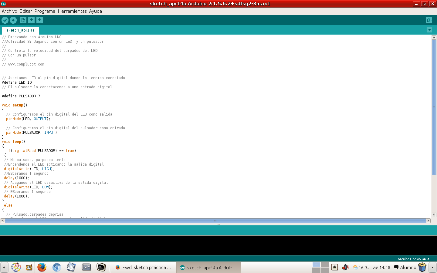 Portfolio de tecnología: Práctica 3 de Arduino