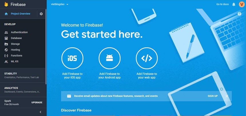 Cách thêm lượt xem bài viết vào Blogger bằng dịch vụ Google Firebase