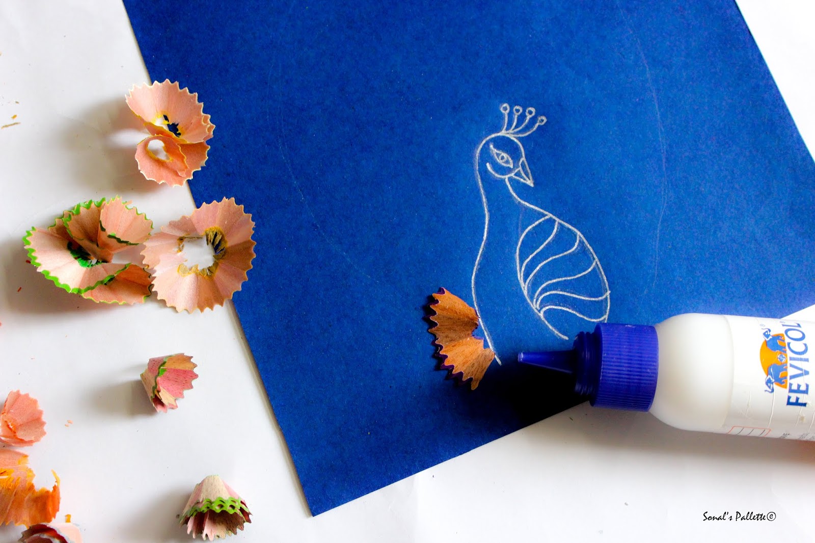 Sonal's Pallette Peacock Decor from pencil shavings