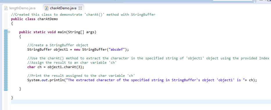 Selenium-By-Arun : 146. Using 'charAt( )' method with StringBuffer