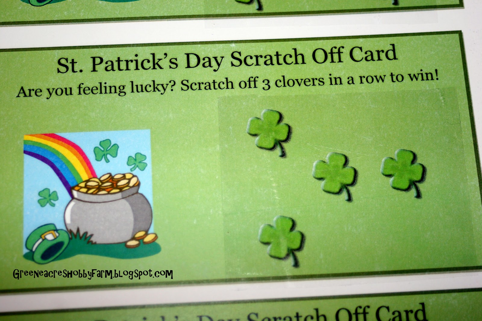 Greene Acres Hobby Farm: St. Patrick's Day Scratch Off Ticket Free ...