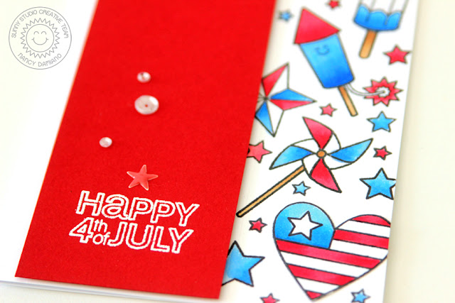 Sunny Studio Stamps: Stars & Stripes Patriotic Red, White, and Blue Card by Nancy Damiano