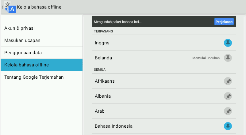 Menambahkan Paket Bahasa Offline di Google Translate for Android