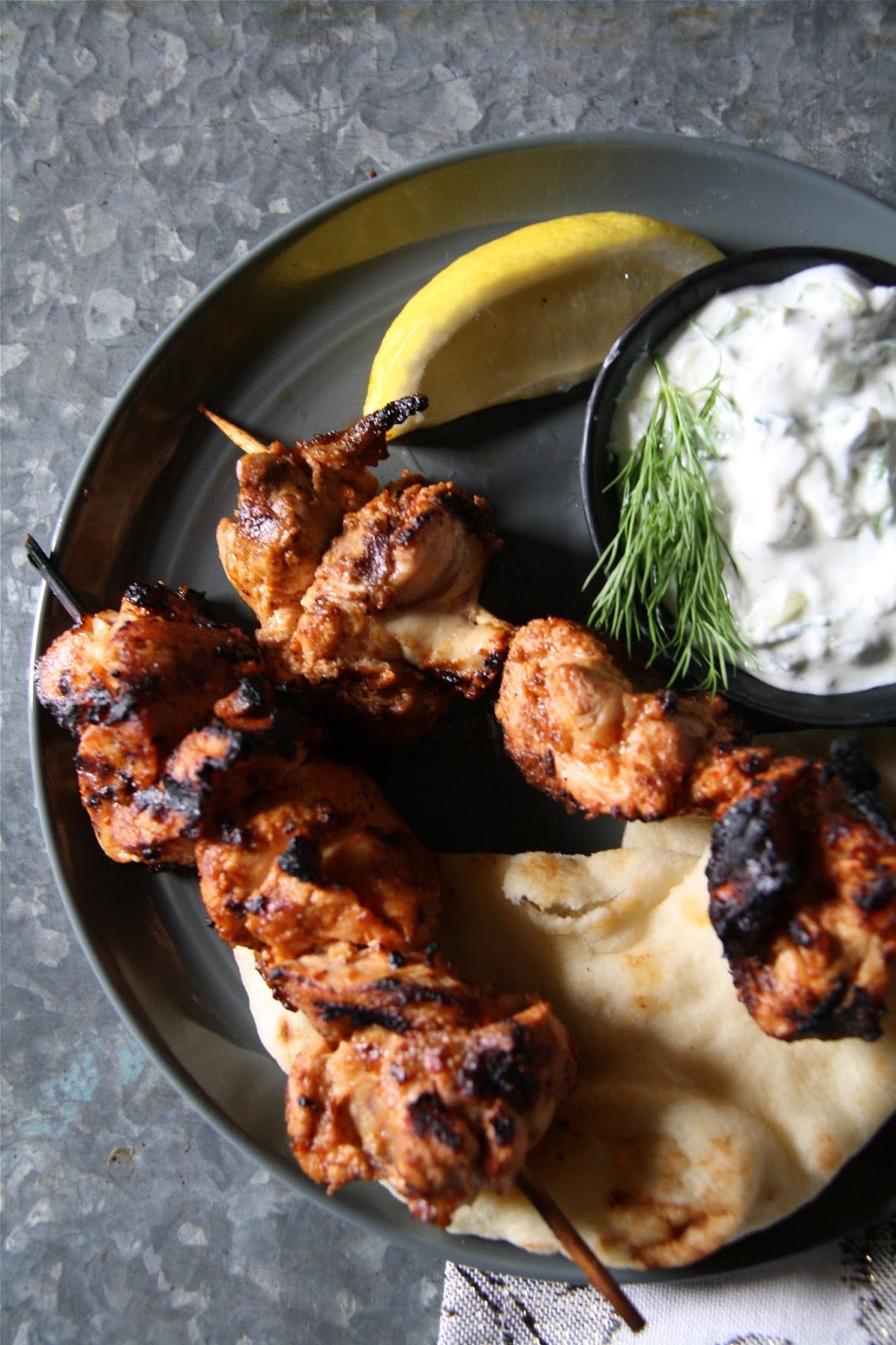 salted sugared spiced™ Yogurt Marinated Chicken Skewers with Tzatziki
