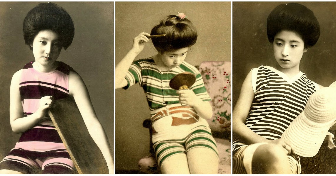 Rarely Seen Vintage Pictures Of Beautiful Geishas In Swimsuits Before