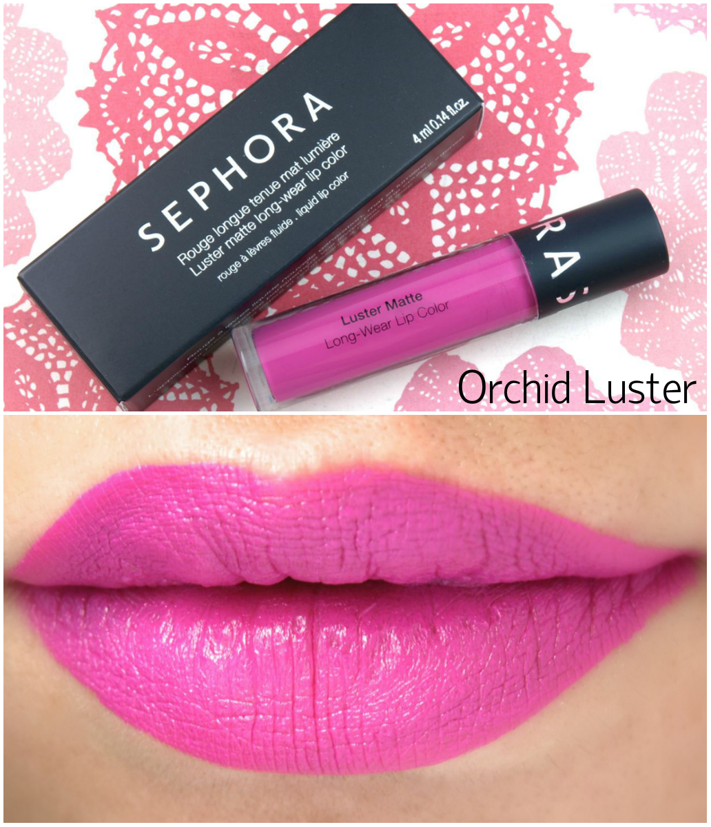 Sephora Luster Matte Long-wear Lip Color in "Orchid Luster": Review and Swatches