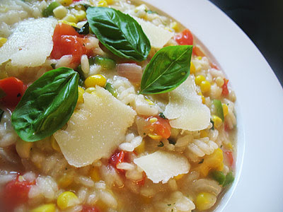 Sweet Corn Risotto with Tomato and Basil